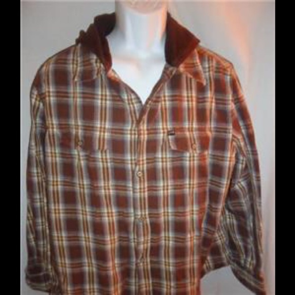 Plaid Long Sleeve Hooded Button Down Shirt Hoodie